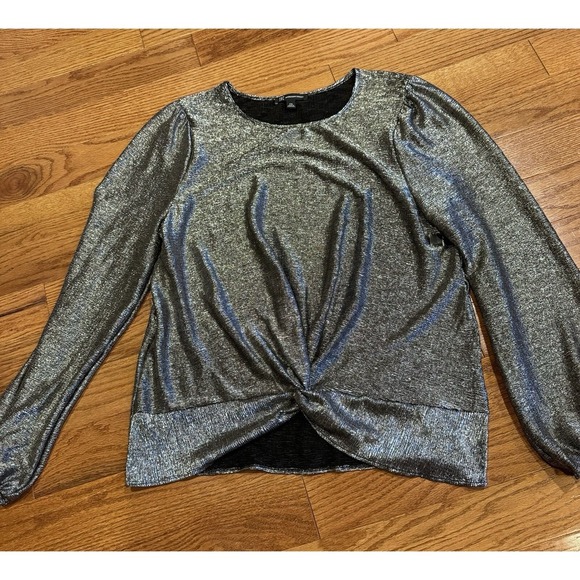 INC Womens Silver Top NWT Dressy Top Twist Top Long Sleeves XXL - Picture 6 of 10